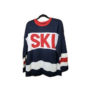 Beautife Women XXL Navy Blue Ski Stripe Sweater New | Oversized‎ Nautical Knit